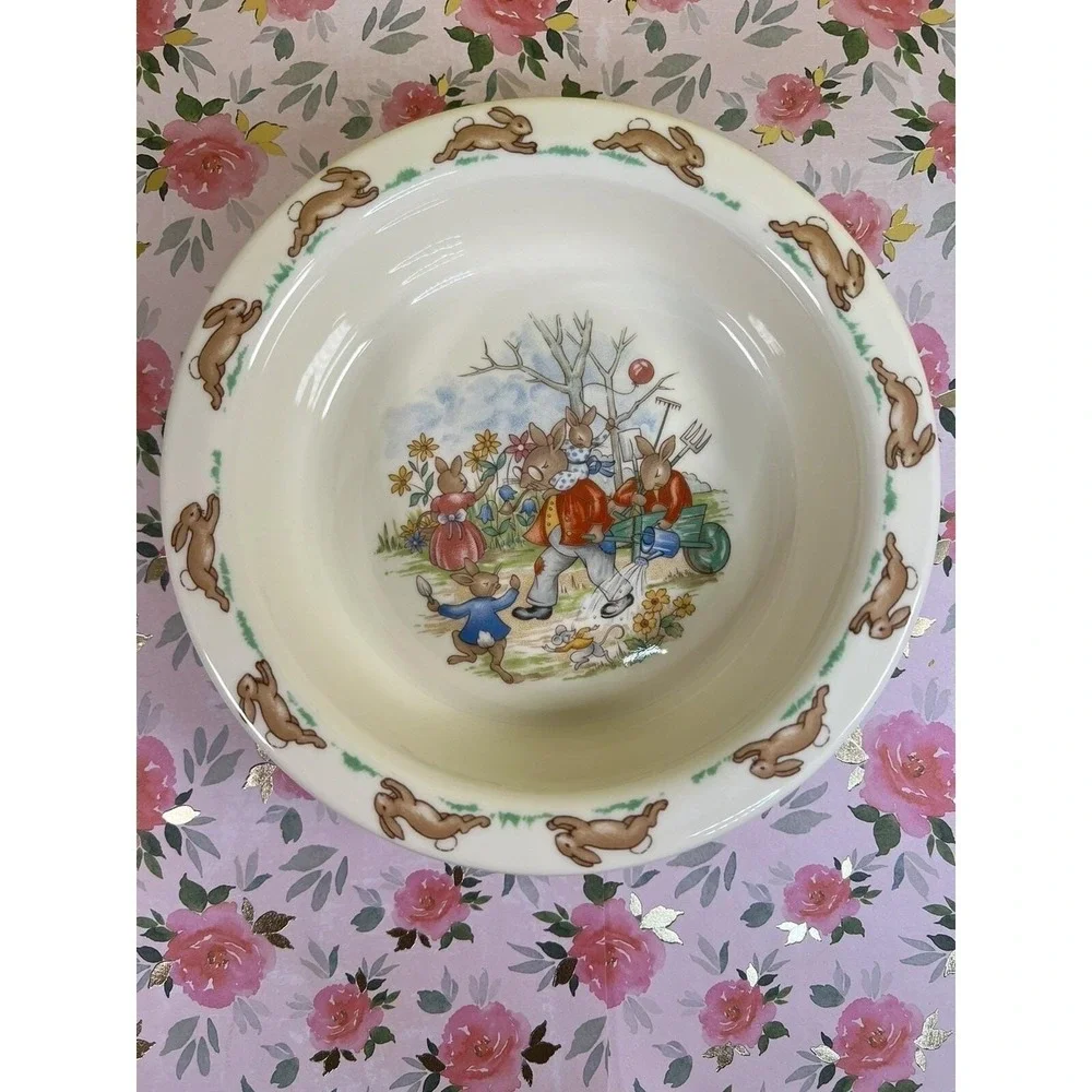Royal Doulton Bunnykins Fine‎ Bone China Bowl & Mug Set ,1936 Garden Piano Scene